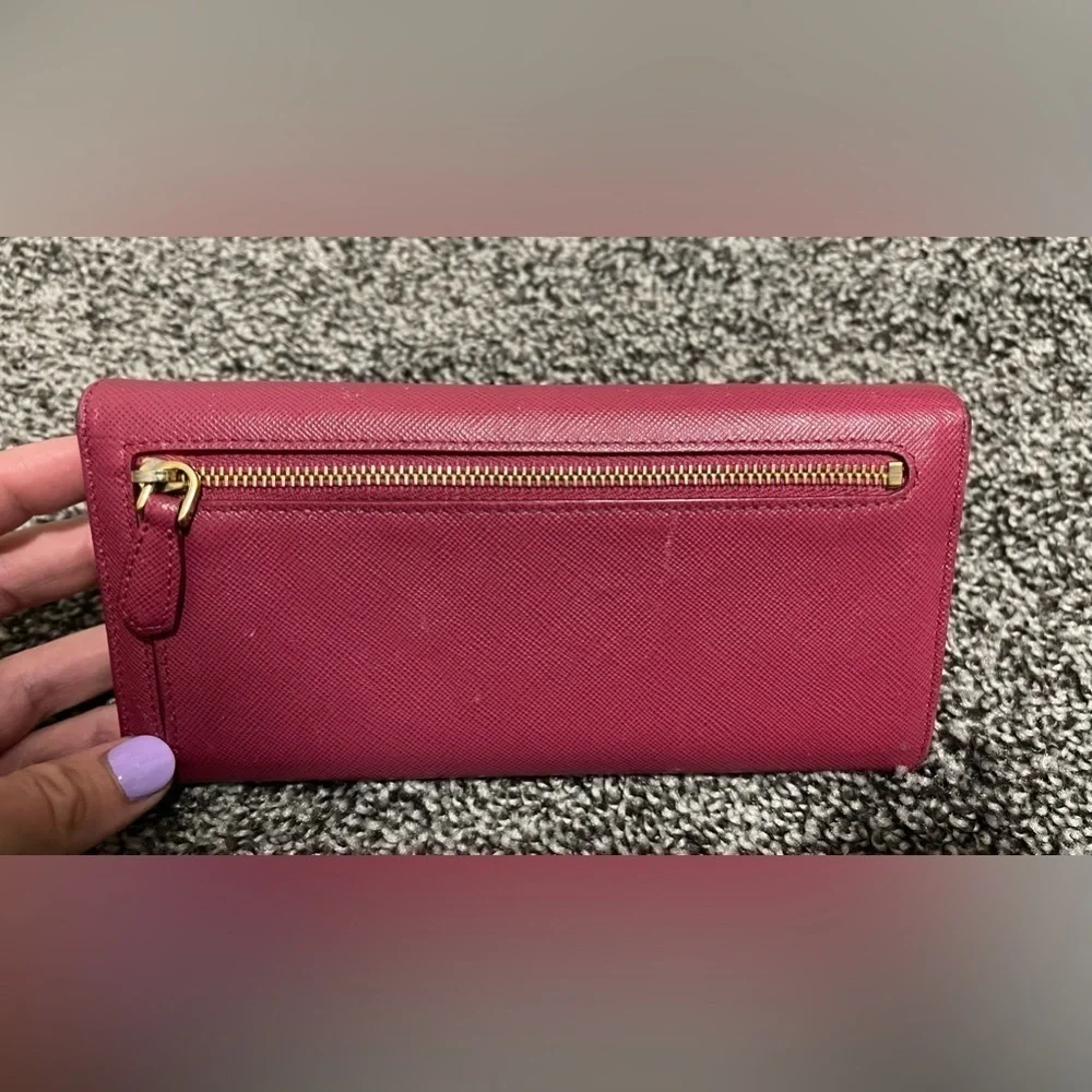 Prada Saffiano leather continental long wallet with COA